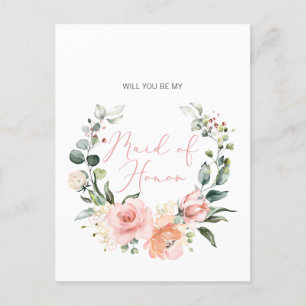 Invitation Carte Postale Serez-Vous Ma Femme D'Accueil MoH Pink Script Flor