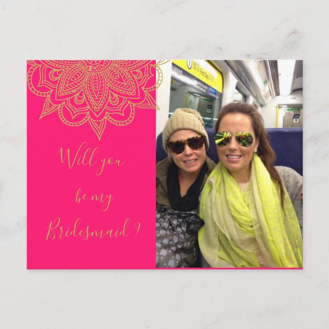 Invitation Carte Postale Serez-Vous Ma Femme D'Accueil Pink Gold Photo (Devant)