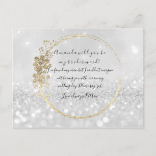 Invitation Carte Postale Serez-Vous Ma Femme D'Accueil Silver Grey Gold Par