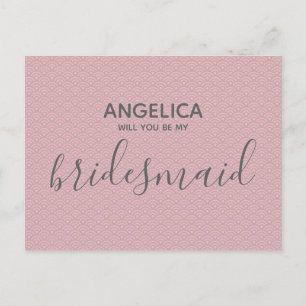 Invitation Carte Postale Serez-vous ma servante d'accueil Pretty Pink Motif