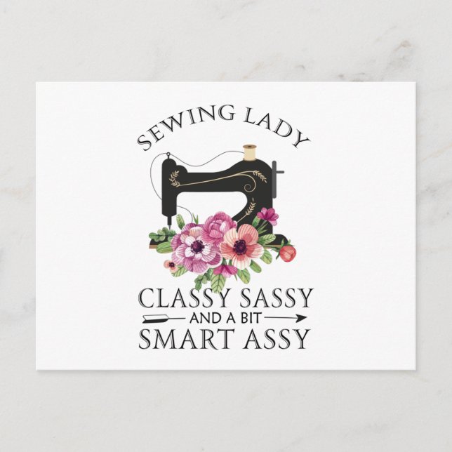 Invitation Carte Postale Sewing Lady Class Sassy And A Bit Smart Assy (Devant)