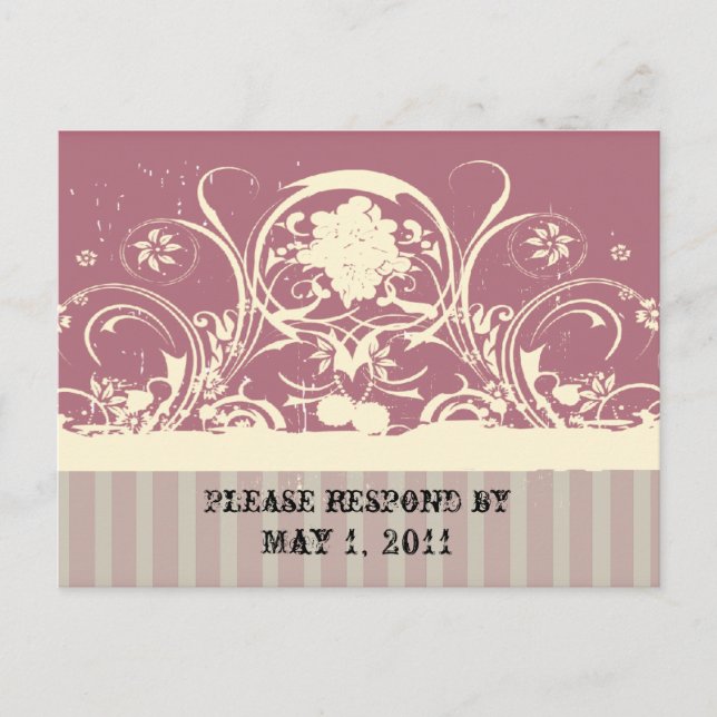 Invitation Carte Postale Shabby Lilac RSVP (Devant)