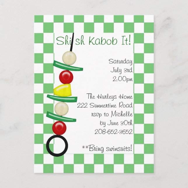 Invitation Carte Postale Shish Kabob (Devant)