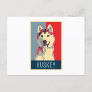 Invitation Carte Postale Sibérie Husky Chien Portrait Pop Art
