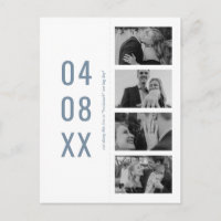 Signet photo Blue Retro Enregistrer la date Invita