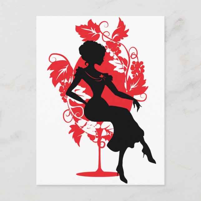 Invitation Carte Postale Silhouette de femme assise sur une chaise (Devant)