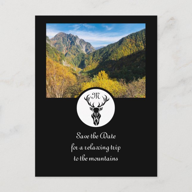 Invitation Carte Postale Silhouette noire - Photo Monogramme (Devant)