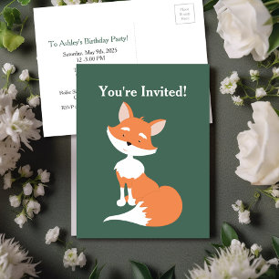 Invitation Carte Postale Simple Anniversaire Renard Enfant