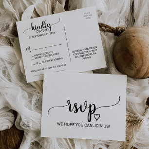 Invitation Carte Postale Simple Black Calligraphie Demande de chanson RSVP