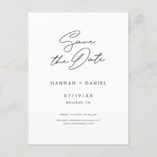 Invitation Carte Postale Simple Chic Script Wedding Enregistrer la date