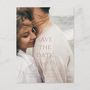 Invitation Carte Postale Simple Elegant Rose Gold Photo Enregistrer La Date