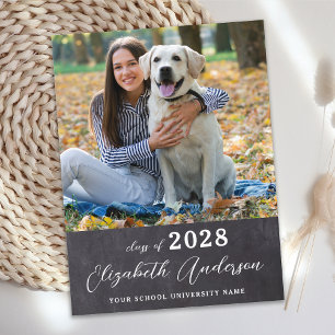 Invitation Carte Postale Simple Graduation Custom Chalkboard Graduate Photo