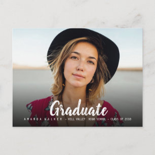 Invitation Carte Postale Simple Gras Graduation Typographie Photo Invitatio