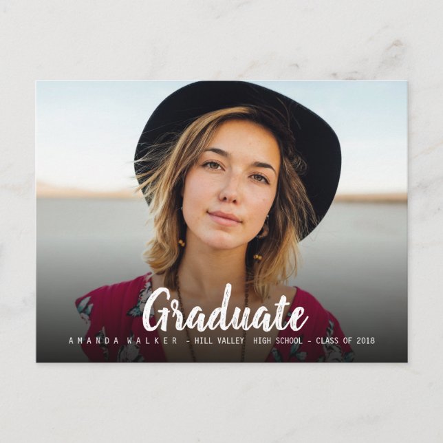 Invitation Carte Postale Simple Gras Graduation Typographie Photo Invitatio (Devant)