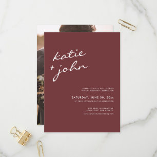 Invitation Carte Postale Simple minimaliste Rose de cannelle Mariage virtue