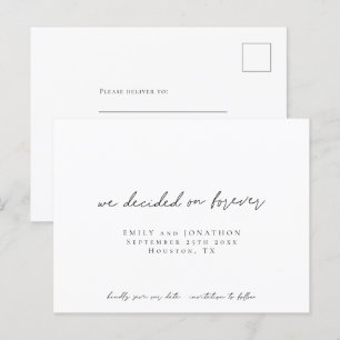 Invitation Carte Postale Simple Nous avons décidé sur Forever Script Enregi