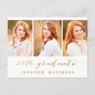 Invitation Carte Postale Simple Photo Collage 2016 Graduation Party