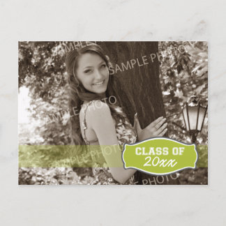 Invitation Carte Postale Simple photo graduation Announcement (lime)