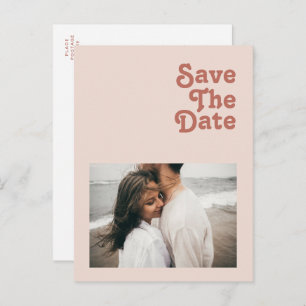 Invitation Carte Postale Simple Retro Vibes Blush Pink Photo Enregistrer La