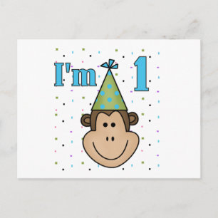 Invitation Carte Postale Singe dans le Casquette du Parti 1er Anniversaire