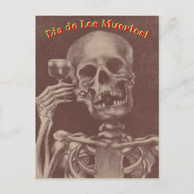 Invitation Carte Postale Skeleton Party Dia de Los Muertos Jour des morts (Devant)