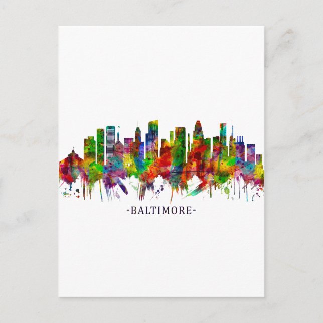 Invitation Carte Postale Skyline Baltimore Maryland (Devant)