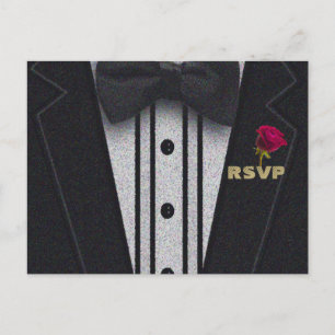 Invitation Carte Postale Smoking de parties scintillantes de RSVP