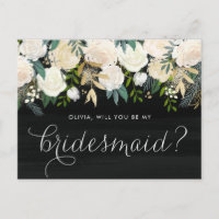 Soft Ivory Floral Garland Rustic Be My Bridesmaid
