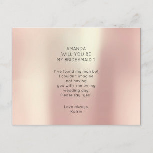 Invitation Carte Postale Soie Pearly Rose Gold Serez-Vous Ma Femme D'Accuei