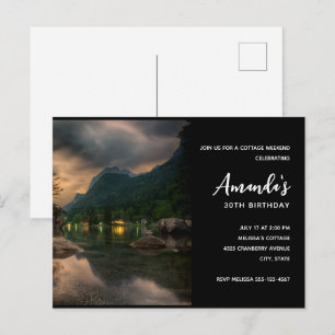 Invitation Carte Postale Soirée Lac Mountain Photographie Anniversaire