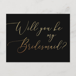 Invitation Carte Postale Sois ma demoiselle d'honneur Script minimaliste