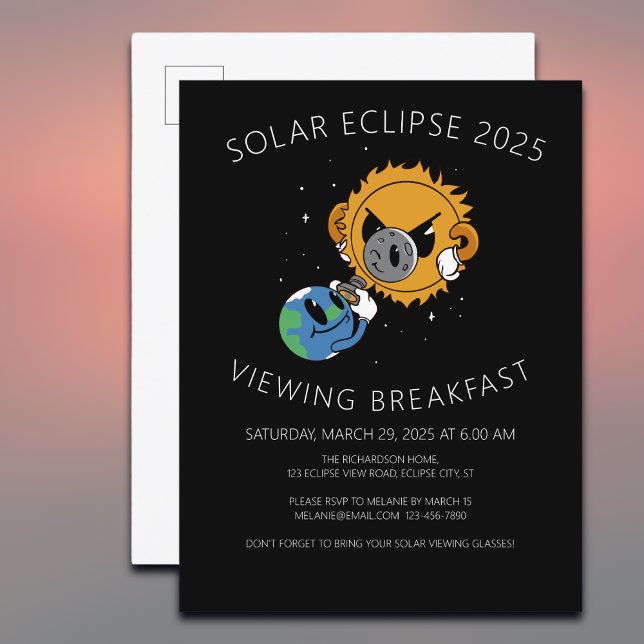 Invitation Carte Postale Solar Eclipse 2025 Photobomb Viewing Party (Personalize by adding your event details via the template)