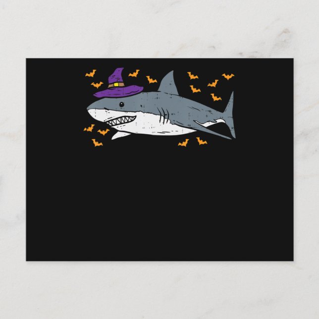 Invitation Carte Postale Sorcière Requin Drôle Animal Halloween (Devant)