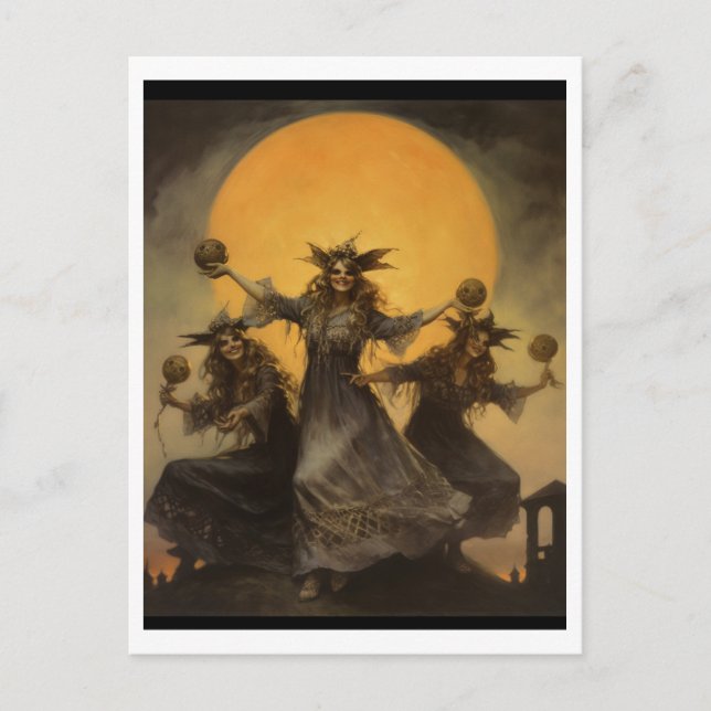 Invitation Carte Postale Sorcières Sabbat, Halloween (Devant)
