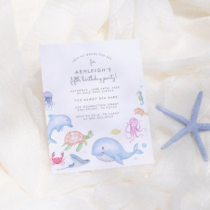 Invitation Carte Postale Sous l'océan   Fête d'anniversaire de garçons mign
