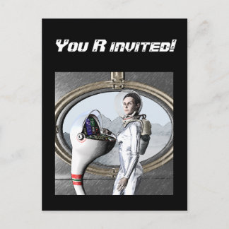 Invitation Carte Postale Spacegirl vintage
