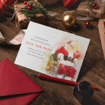 Invitation Carte Postale Splendor de Noël | Fête fériée Enregistrer la date<br><div class="desc">traditionnel enregistrer la date carte postale de noël,  avec les détails de votre événement en écriture script avec une aquarelle illustration d'un santa claus. Enregistrer la date modèle est facile à customiser en utilisant le modèle.</div>