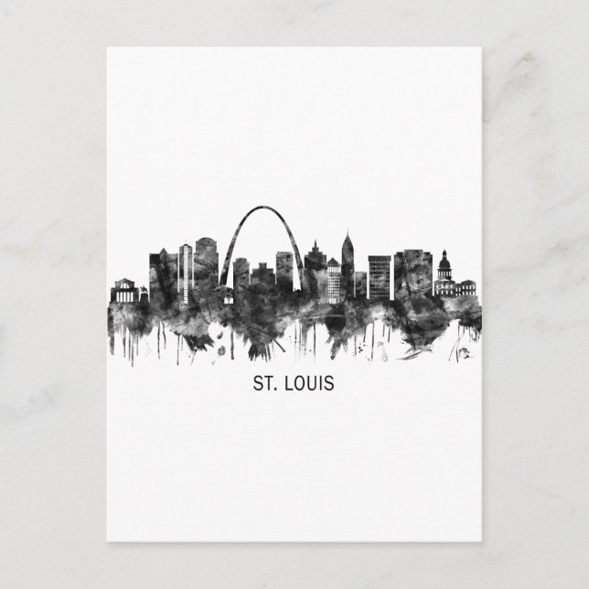 Invitation Carte Postale St. Louis Missouri Skyline BW (Devant)