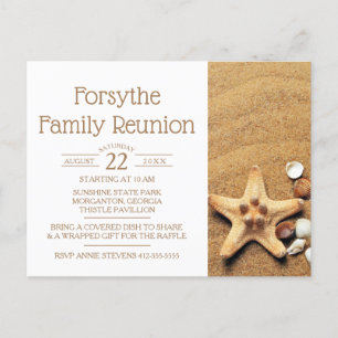 Invitation Carte Postale Starfish Et Seashells Beach Reunion Famille