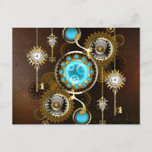 Invitation Carte Postale Steampunk Rusty Background