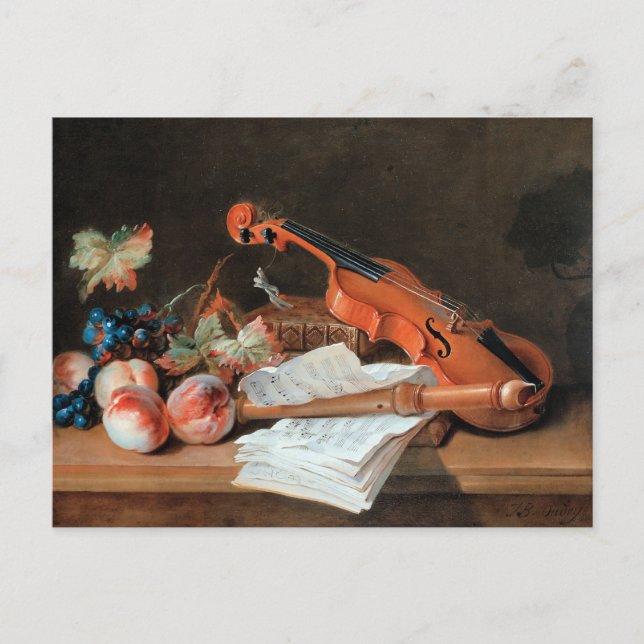 Invitation Carte Postale Still Life avec un violon, peinture d'art, (Devant)