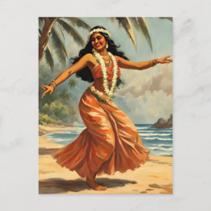 Invitation Carte Postale Style vintage Hawaiian Travel Hula Girl Danser