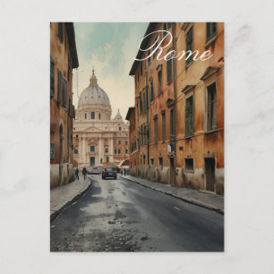Invitation Carte Postale Style Vintage Rome Voyage Aquarelle Italienne