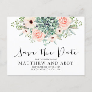 Invitation Carte Postale Succulentes sauvent la date