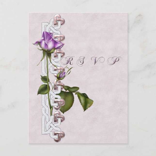 Invitation Carte Postale Suite de Mariage Rose Lavender RSVP (Devant)
