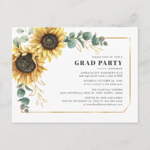 Invitation Carte Postale Sunflower Floral 2025 Graduation Party