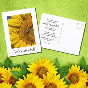 Invitation Carte Postale Sunflower Photo Summer Family Reunion BBQ