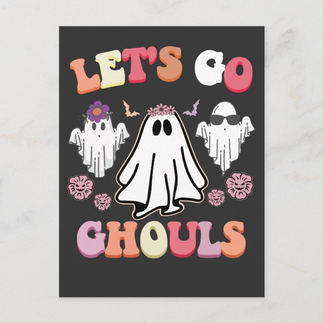 Invitation Carte Postale Super Go Ghouls Halloween Ghost Retro (Devant)