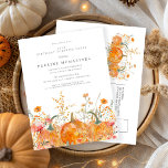 Invitation Carte Postale SURPRISE PARTY 60e anniversaire Citrouille Fleur s<br><div class="desc">Les citrouilles d'automne sont nichés dans de délicats fleurs sauvages dorés et oranges pour créer une esthétique élégante. Tout le texte est éditable pour vous permettre de créer facilement votre propre humeur spéciale.</div>