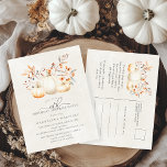 Invitation Carte Postale SURPRISE PARTY 60e Citrouille blanc Feuilles autom<br><div class="desc">D'élégants citrouilles blancs sont nichés dans des feuilles et fleur sauvage rouges,  oranges et verts sauge.</div>